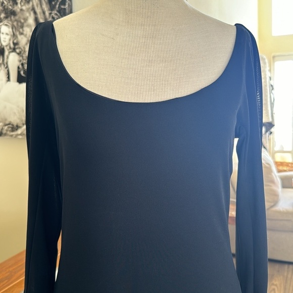 Vintage dark blue almost black midi dress 3/4 sleeve length chic Dress timeless - Picture 6 of 16